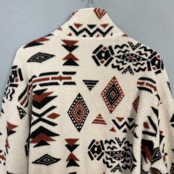 Southwestern Print Fleece Jacket Zip-Up XL Faux Sherpa Aztec Women Relaxed Fit - Picture 6 of 12